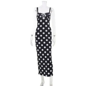 H&M Summer Elegant Spaghetti Strap Polka Dot Bodycon Dress